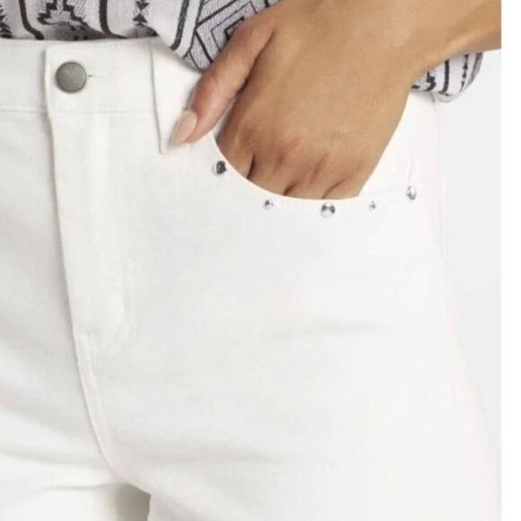 Mason & Belle Ardette Raw Hem Silver Studded Denim Shorts in White. Size 6. NWT! - Picture 3 of 15